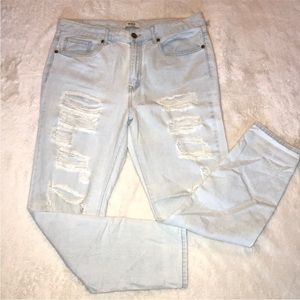 High Rise Distressed Mom Jeans